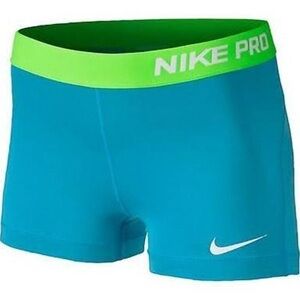 Nike Pro Teal and Lime Shorts